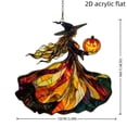 thumbnail image 6 of Halloween Witch Decoration, Stained Glass Style Hanging Ornament, Acrylic Witch Holding Pumpkin Figurine for Home Office Living Room Car Halloween Party Decor, 6 of 6