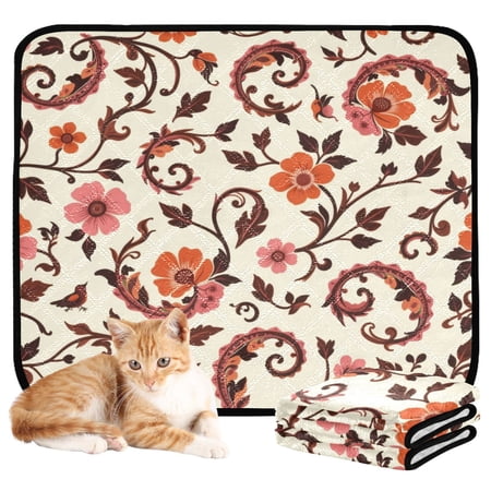 Washable Pet Pee Pads Soft Plush Absorbent Mat Non-Slip Floor Protector for for Dogs & Cats Retro Swirl Pattern