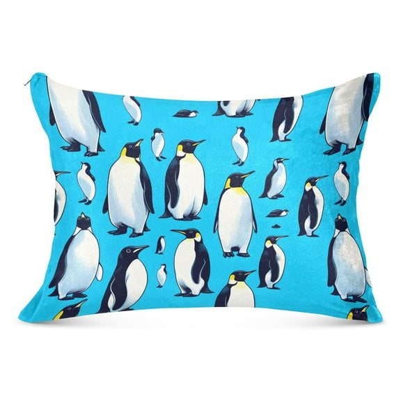Cute Penguins Plush Pillow Cases Standard Size Ultra Soft Warm Pillowcases with Zipper 20"x26"