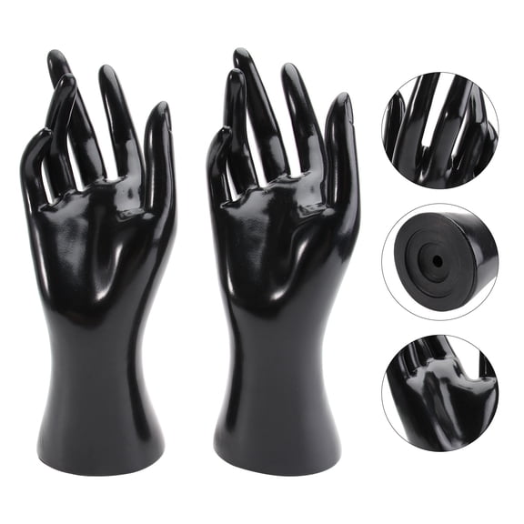 STOBOK 2Pcs Black Plastic Jewelry Display Stand Mannequin Hand for Desktop and Store Use
