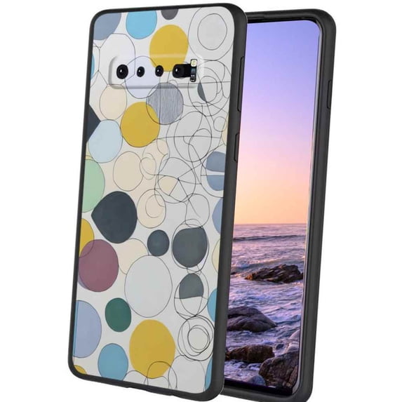 Compatible with Samsung Galaxy S10+ Plus Phone Case, Geometric-Circles-145 Case Men Women, Flexible Silicone Shockproof Case for Samsung Galaxy S10+ Plus