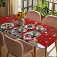 thumbnail image 3 of Red Gnomes Christmas Table Cloths for 5 Foot Rectangle Tables, Xmas Ball Gifts Snowflake Patio Waterproof Elastic Fitted Tablecloths, Washable Rectangular Table Cover for Camping, 3 of 8