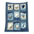 thumbnail image 2 of Gallickan Oceans Throw Blanket, Shells Starfish Print Flannel Blanket, Coastal Beach Themed Plush Throw, Soft Blanket for Sofa Bed and Coastal Decor, D, 2 of 6