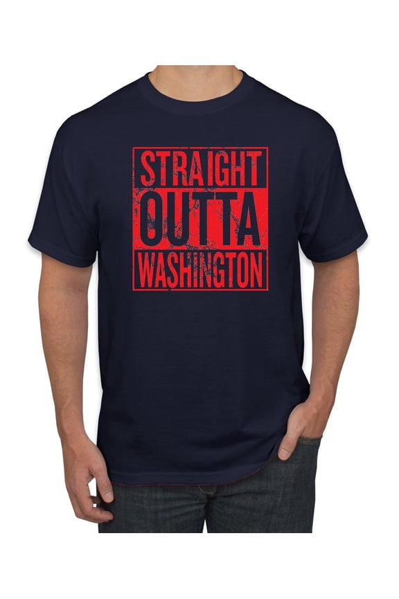 Straight Outta Washington WSH Fan | Fantasy Baseball Fans | Mens Sports Graphic T-Shirt, Navy, Large