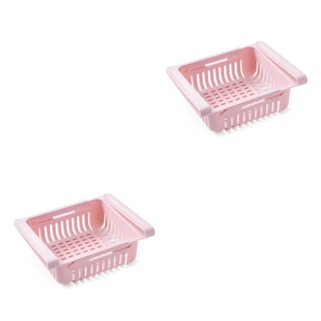 Yuarrent Organizador de refrigerador Cajón retráctil Bandeja fresca Rosa 2piezas