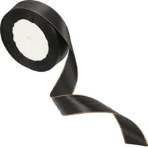 LEORX 1 Roll of Packaging Ribbons Black with Gold Edge for Handicrafts and Gift Wrapping