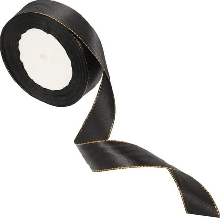 LEORX 1 Roll of Packaging Ribbons Black with Gold Edge for Handicrafts and Gift Wrapping