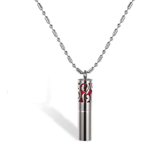 JewelryWe Bottle Necklace Diffuser Essential Oil Aromatherapy Necklaces Stainless Steel Perfume Bottle Pendant Necklaces for Men Women for Mother's Day