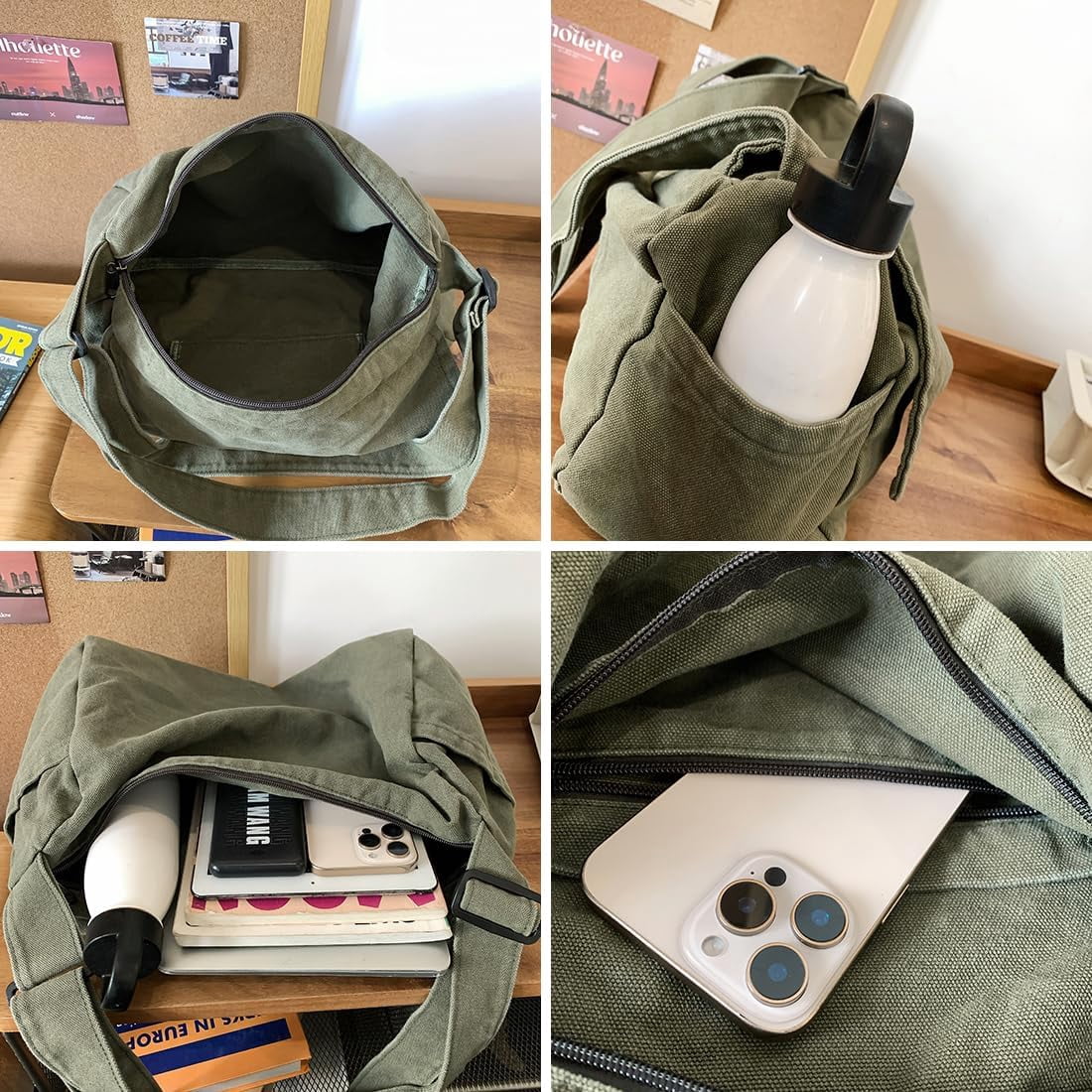 Messenger Bag for Women Men Satchel Bag Canvas Crossbody Shoulder Bag Casual Sling Bag