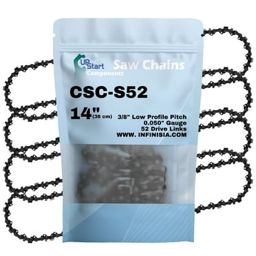 4-Pack 14-inch Chainsaw Chain Replacement for Shindawa 416 Chainsaws - S52 (14", 3/8" Low Profile Pitch, 0.050" Gauge, 52 Drive Links)