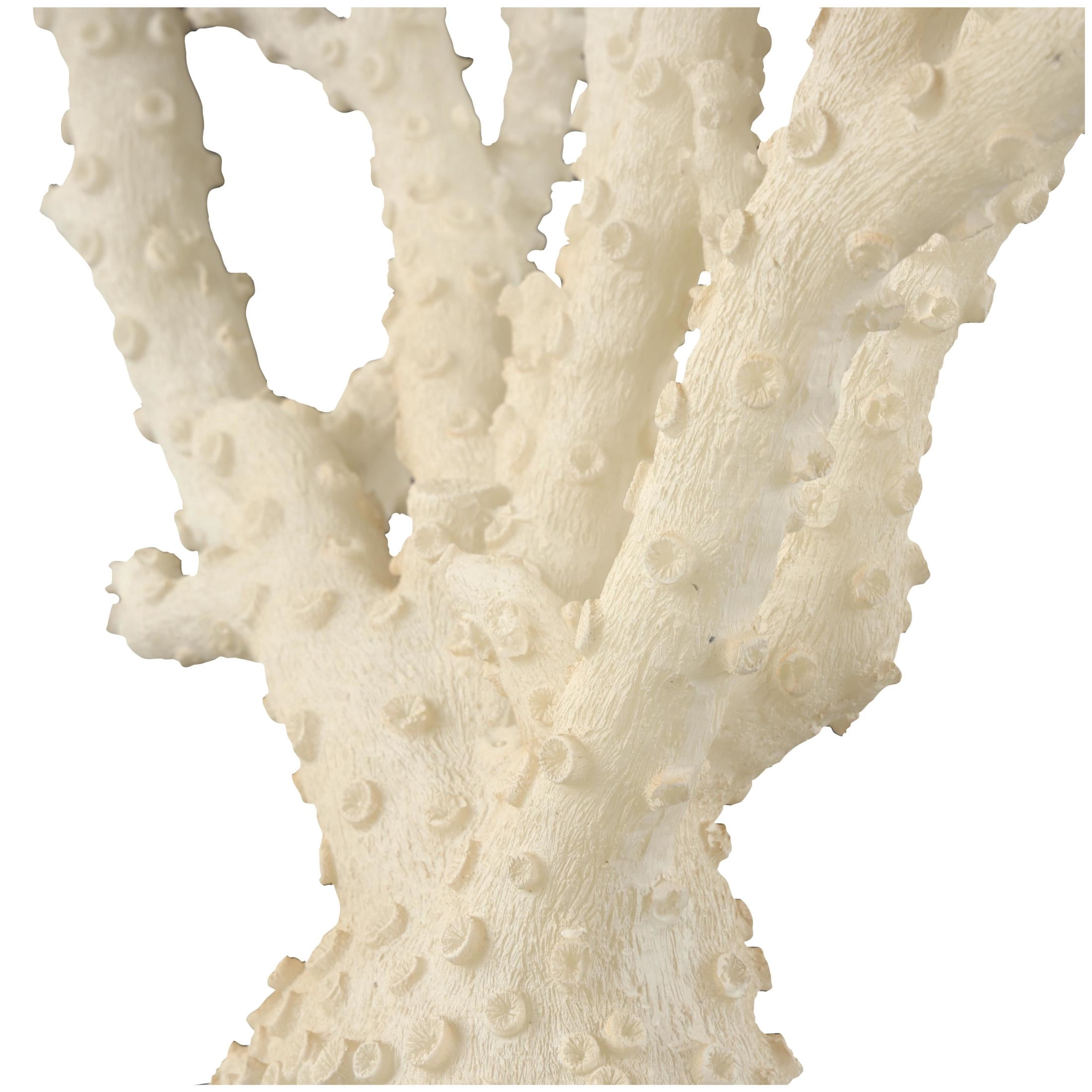 26" x 23" Cream Polystone Coral Sculpture with Clear Acrylic Base, by DecMode