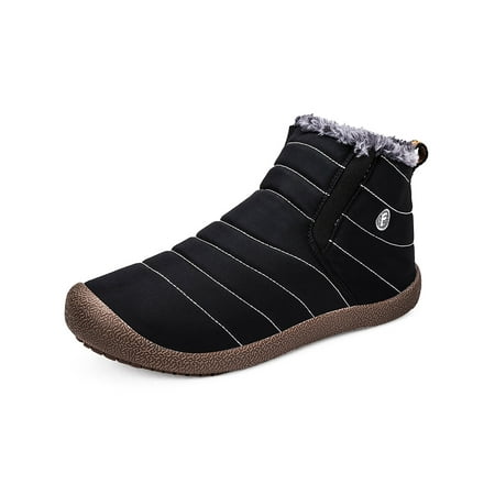 

SIMANLAN Unisex Pedal Boot Comfort Warm Shoes Plush Lined Snow Boots Womens Mens Casual Ankle Booties Slip On Winter Shoe Black 11.5