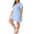 thumbnail image 4 of Agnes Orinda Women's Plus Size Nightgowns Polka Dots V Neck Short Sleeve Midi Sleepshirt 3X Light Blue, 4 of 6