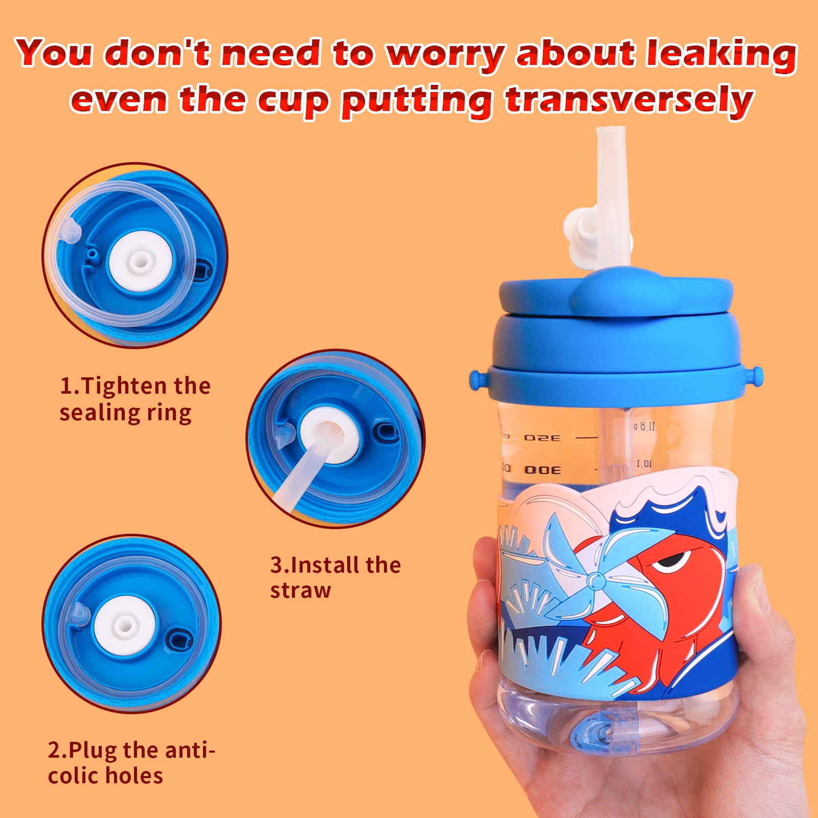 2 In 1 Sippy Cups for 1 Year Old Toddlers with Spout & Straw, 2PCS Weighted  Straw, Spill Proof Sippy Cup with Handle, Toddler Tr