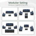 thumbnail image 4 of POTEBAN 9 Pieces Patio Conversation Set, Outdoor Black PE Wicker Sectional Sofa for Backyard Garden, Blue, 4 of 9