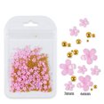 thumbnail image 1 of Bolsa de joyería con flores de cinco pétalos para decoración de uñas Joyería de flores acrílicas blancas y rosas con cuentas de oro y plata Flor de resina, 1 of 6