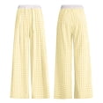 thumbnail image 5 of JUSLIO Pants for Women High Waist Plaid Casual Comfortable Straight Leg Pants Yellow S, 5 of 5