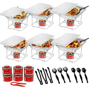 ALPHA LIVING Disposable Chafing Dish Buffet Set, Food Warmers for Parties, Fuel Cans Complete