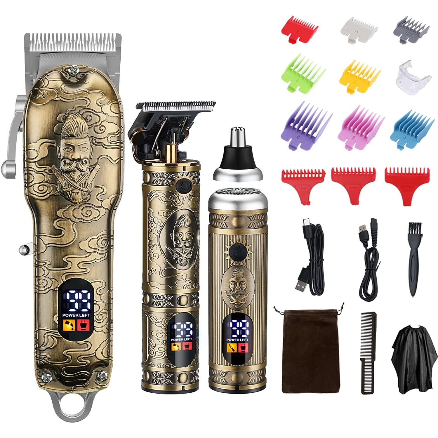 Lemulegu Professional Cordless Hair Clippers for Men - T-Blade Trimmer and Nose Hair Trimmer Set