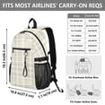 thumbnail image 3 of JIALIOU 14" Laptop Backpack Waterproof Airline Approved Stylish Casual Daypack for Travel Business College Work, Beige and White Plaid, 3 of 8