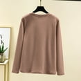 thumbnail image 4 of Sevevn Women's Fashion Casual Round Neck Internal Construction Solid Color Shirt Long Sleeve Top Khaki XXL Clearance Sales Online Deals, 4 of 6