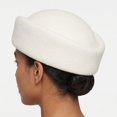 thumbnail image 5 of Hsqqdc Wool Blend Polyester White Vintage Stewardess Beret Hat 22-22.8 Inch Pillbox Headwear 1-Piece, 5 of 7
