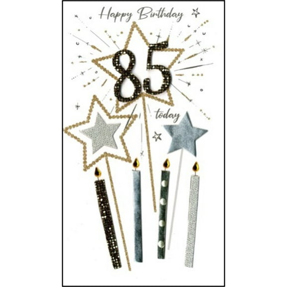 Handmade "Champagne" Greeting Card 85th Birthday- Candles & Stars