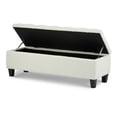 thumbnail image 5 of GZXS White Boucle Storage Ottoman with Solid Wood Legs, Tufted Bedroom Bench, Easy Hinges Lid Operation, Loads 300 lbs, 50.75"L x 17.5"W x 16.33"H, 5 of 8