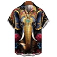 thumbnail image 5 of Camiseta de manga corta con estampado 3D de elefante para hombre, camisa informal personalizada de calle con cuello vuelto y botones, verano 2024, 5 of 5