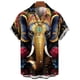 thumbnail image 5 of Camiseta de manga corta con estampado 3D de elefante para hombre, camisa informal personalizada de calle con cuello vuelto y botones, verano 2024, 5 of 5