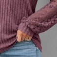 thumbnail image 6 of SUNBS Womens Tops Hollow-Out Lace Crewneck Blouses Fashion Casual Long Sleeve Shirts, 6 of 9