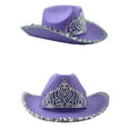 thumbnail image 6 of Prolriy Cowboy Hat Women's Sequin Crown Cowboy Hat Western Cowboy Hats for Women Purple, 6 of 6