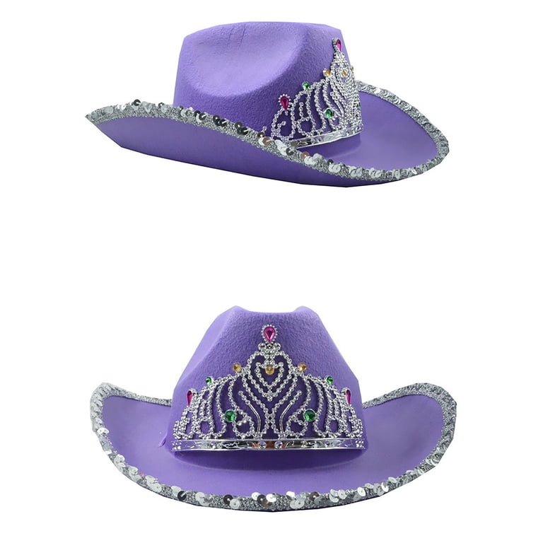 7143 Cowboy Hat Cowgirl With Sequined Brim, Western Hats For Adult Gossifan Western Hats for Women Men Sparkly Cowgirl Hat Wide  main image 4