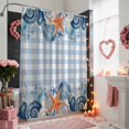 thumbnail image 3 of Summer Ocean Seashell Shower Curtains for Bathroom, Nautical Sea Watercolor Blue Starfish Coral Plaid Washable Fabric Shower Curtain with Hooks Waterproof Bathroom Decor Sets, 36 x 78 Inches, 3 of 9