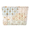 thumbnail image 1 of Bolsa de maquillaje Sminra, organizador acolchado de algodón con estampado floral, azul, 1 of 9