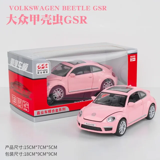1:32 Volkswagen Beetle GSR Car Model Pull Back Alloy Discast Street Metal Business Cars Model Children Toy A134 pink boxed