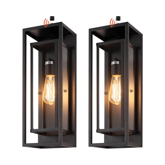 Lámpara de pared para exteriores Mirrea, 46 cm, impermeable, negro mate, paquete de 2