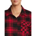 thumbnail image 2 of No Boundaries Juniors' Plaid Flannel Button Front Shirt with Long Sleeves, 2 of 5