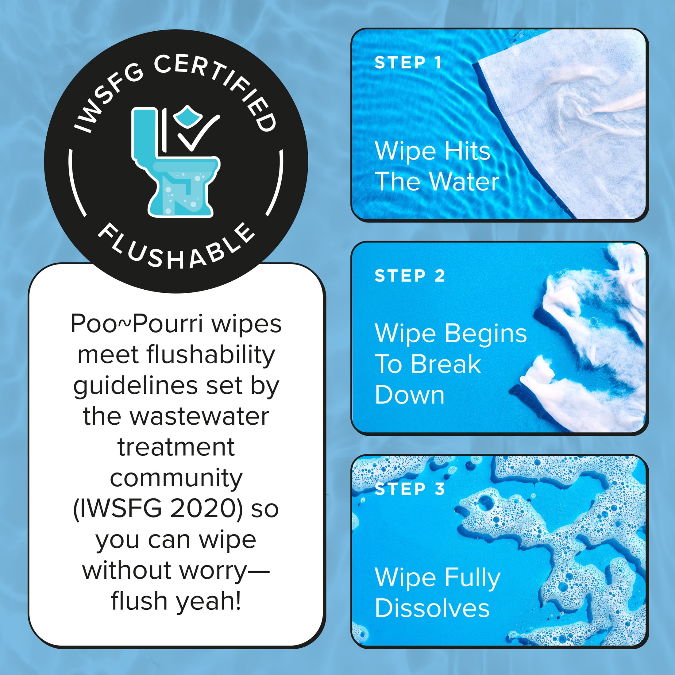 Poo~Pourri Flushable Wipes, Fragrance-Free, 50ct