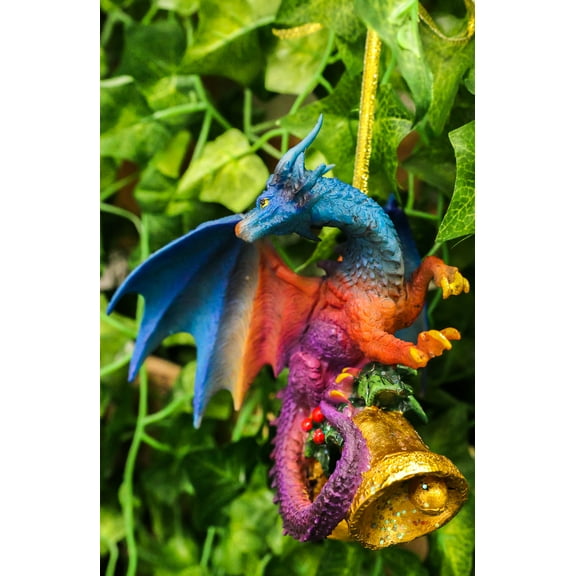 Holiday Festive Spirit Jingle Bells Rainbow Dragon Christmas Hanging Ornament
