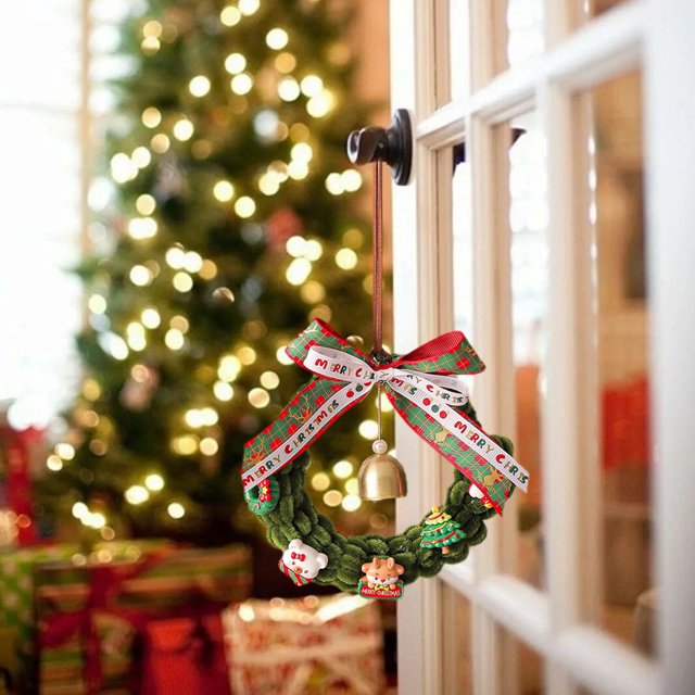 Hogar y cocina, Decoración del hogar, Decoración navideña, Guirnalda navideña con diseño de escena, adornos para árbol de Navidad, anillo de ratán, colgante para puerta, guirnalda navideña 2025, anill