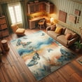 thumbnail image 3 of Ambesonne Butterfly Decorative Rug Carpet, Wingy Animals Leafy Art, 4' X 5' 5", Petrol Blue Sea Blue, 3 of 5