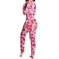 thumbnail image 2 of Mono de pijama Sexy para mujer, mono con botones en la espalda, trasero, trasero abierto, solapa, estampado de corazón, ropa de estar por casa, 2 of 4