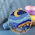 thumbnail image 6 of Punch Needle Kits Moon and Staryy Night Scenery DIY Embroidery Starter Set with Hoop Easy for Beginners Stress Relief Handmade Craft Hobby and Home Decor 20x20cm-12, 6 of 8