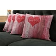thumbnail image 5 of Ambesonne Love Throw Pillow Cover 4 Pack, Heart on Wooden Board, 20", Red Pink, 5 of 5