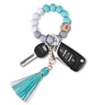 thumbnail image 2 of Womens Silicone Wristlet Keychain with Wood Beads Bracelet Key Ring for Handbags Car Decoration and Girls Women Pendant, 2 of 5