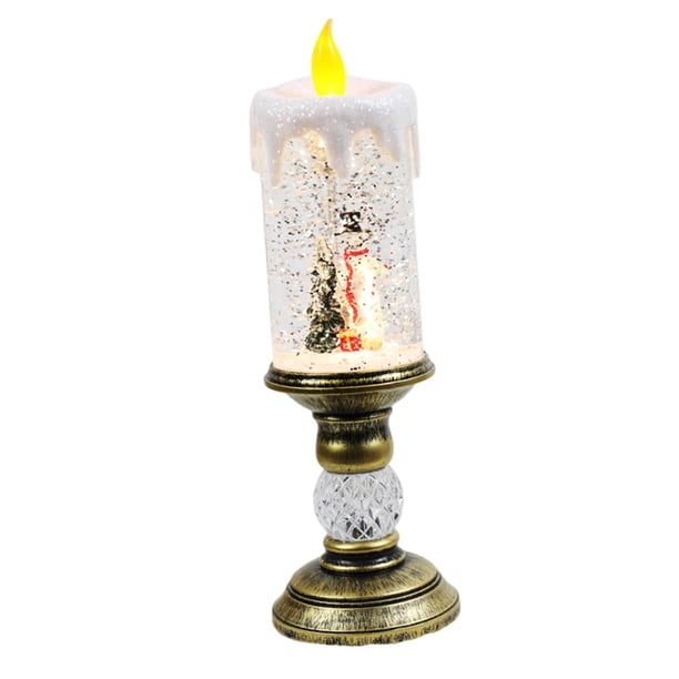 Caja de música navideña, candelabro artesanal con adorno en forma de vela. Muñeco de nieve