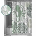 thumbnail image 4 of Green Octopus Shower Curtain, 66" x 72", Coral Shell Ocean Starfish Marine Life Waterproof Bathroom Curtain Washable Shower Curtain Set with 12 Hooks, 4 of 6