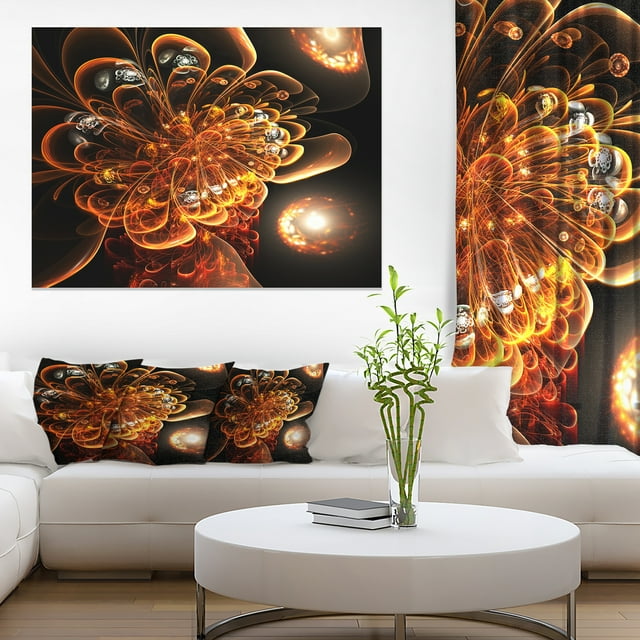 Art Numérique Fleur Fractale Orange Foncé - Impression sur Toile Florale