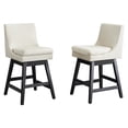 thumbnail image 6 of Newest 30" Swivel Bar Stools Set of 2, Cream White Linen Upholstery with High Back & Solid Wood Frame for Kitchen Island & Home Bar, 6 of 7